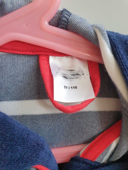 Granatowy szlafrok dziecięcy w paski 110 116 frotte