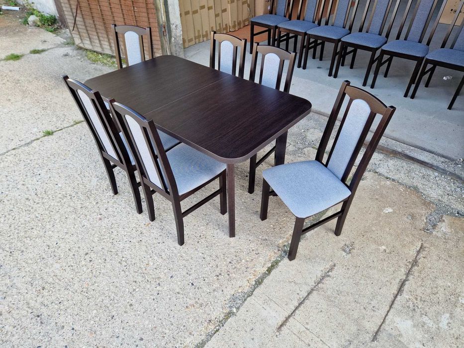 Nowe: STÓŁ 80x140/180 + 6 KRZESEŁ, wenge + szary , dostawa cała PL