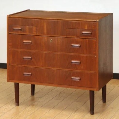 Toaletka tekowa ,komoda z szufladami,duński design,Dania lata 60,mid-c