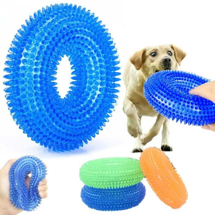 zabawka dla psa piszcząca duży ring z wypustkami 10cm