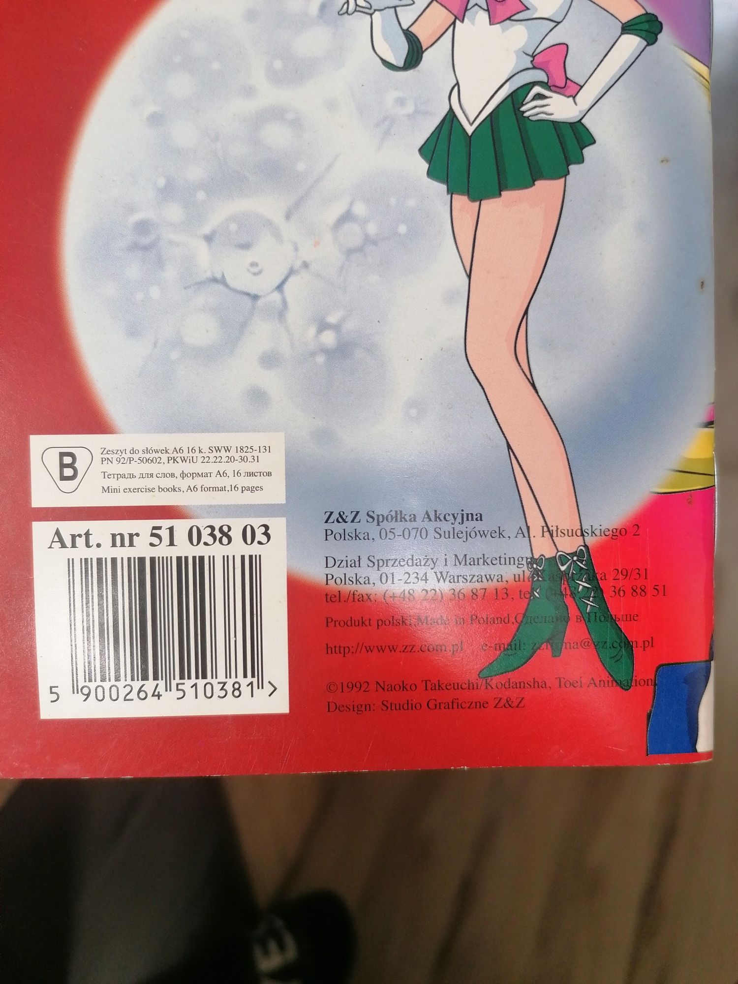 Notes A6 Sailor moon z 1992r.