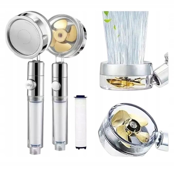 Słuchawka Prysznicowa Z Turbiną + Wężyk + Filtr Zestaw 3W1 360 Smart