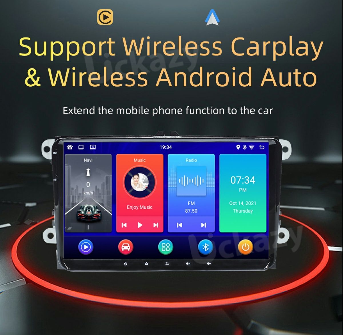 Radio 2 DIN VW 9" ou 7" + Carplay e Android auto sem fios + 2 GB RAM +