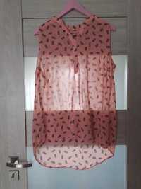 Koszula damska bezrękawnik różowa w wzór ananasów
