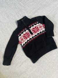 Sweter zimowy świąteczny czarny dla dziecka 100% bawełna
