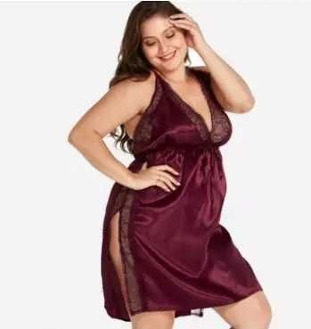 Атласна піжама з мереживом пеньюар S-6XL
