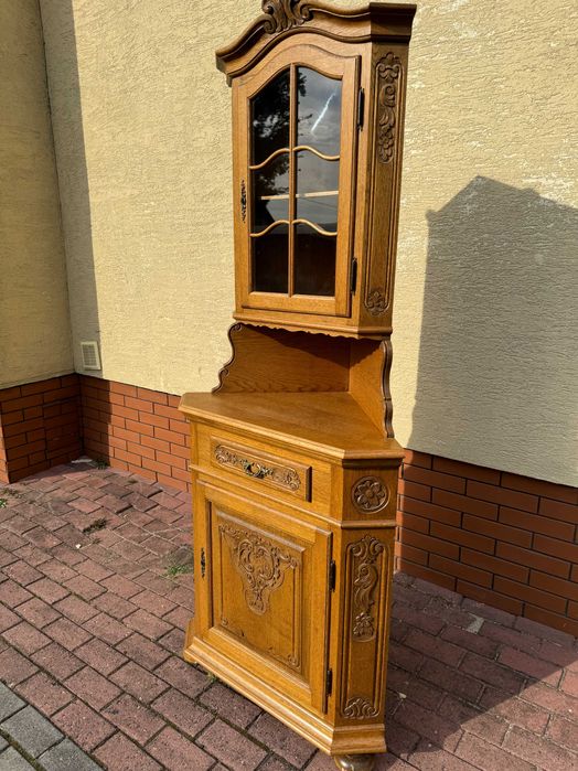 narożnik meblowy stylowy szafka komoda witryna narożna ludwik dębowy