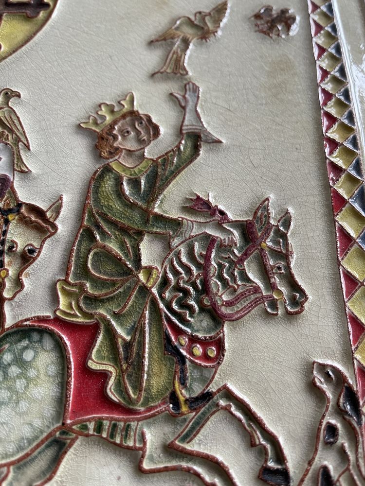 Płyta ścienna Karlsruher z majoliki ceramiczna König Konrad der Junge