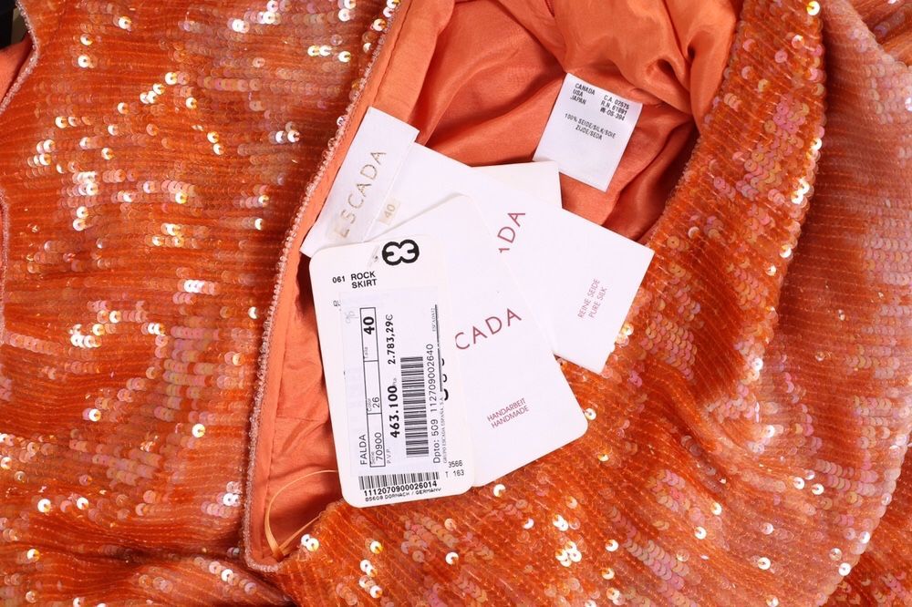ESCADA Piękna Nowa spódnica sukienka 2,700€ cekiny na jedwabiu roz 40