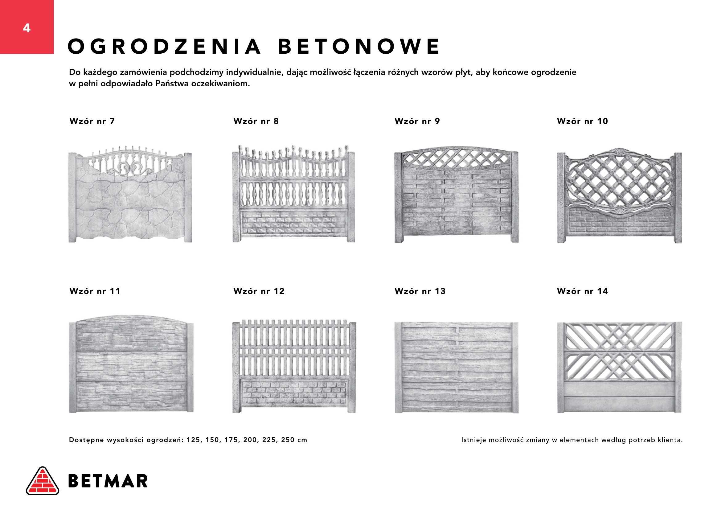 Ogrodzenie betonowe dwustronne, wzór dwustronny PRODUCENT
