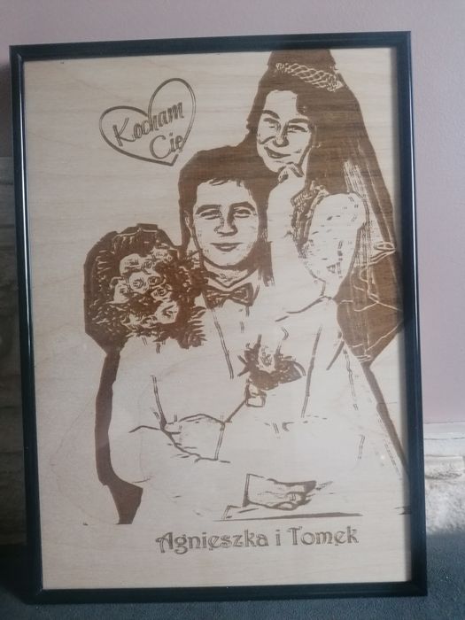 Zdjęcie, obraz wypalane w drewnie, sklejce "Handmade prosto z serca"