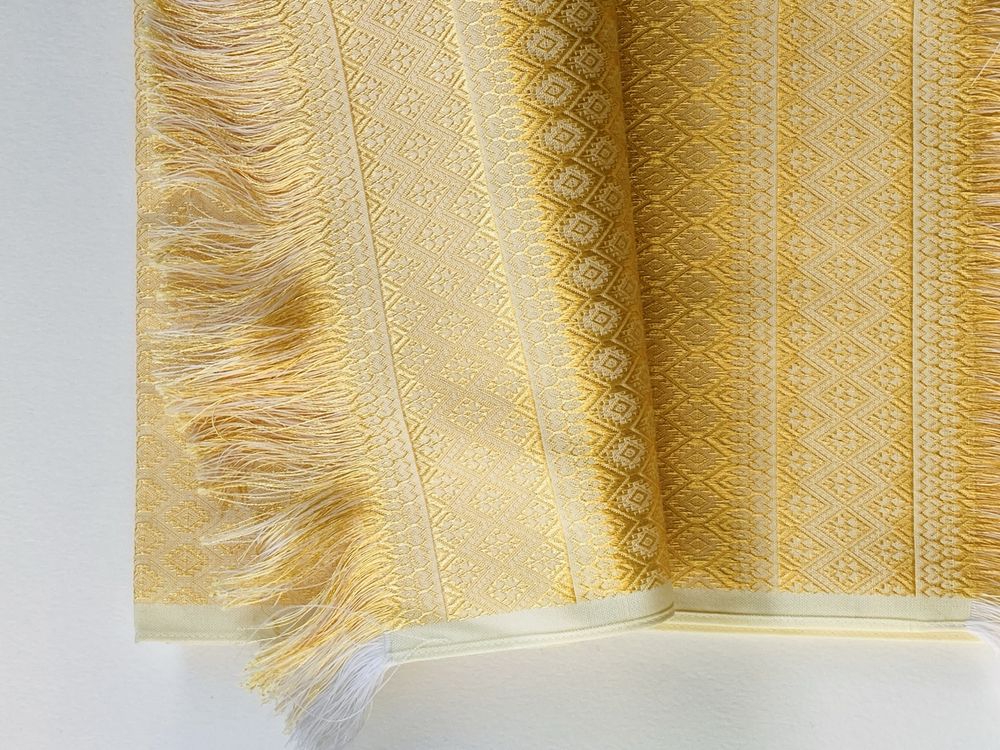 Dois Panos de Mesa Decorativos Amarelo com Debruado Dourado - Novo!