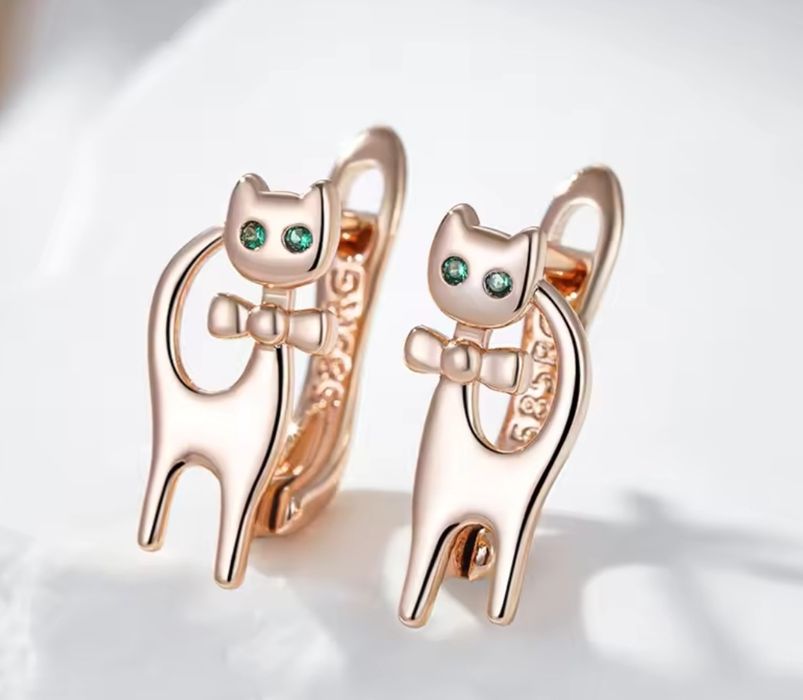 Kolczyki Różowe złoto 585 Kotki WYPRZEDAŻ!!!