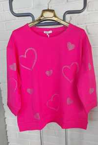 Bluza bluzka bawełniana MEGI różowa serce cyrkonie L/XL