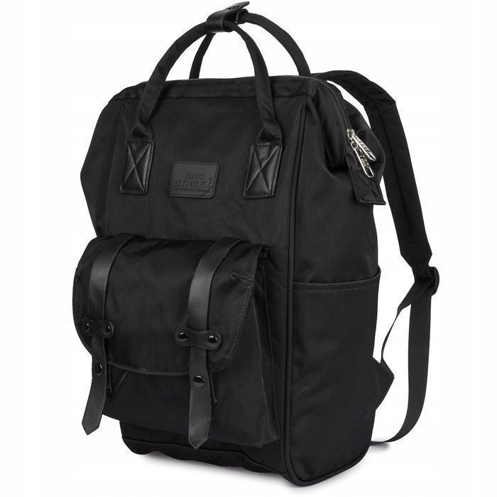 Plecak trekkingowy podróżny bagaż elegancki retro czarny duży Bag nowy