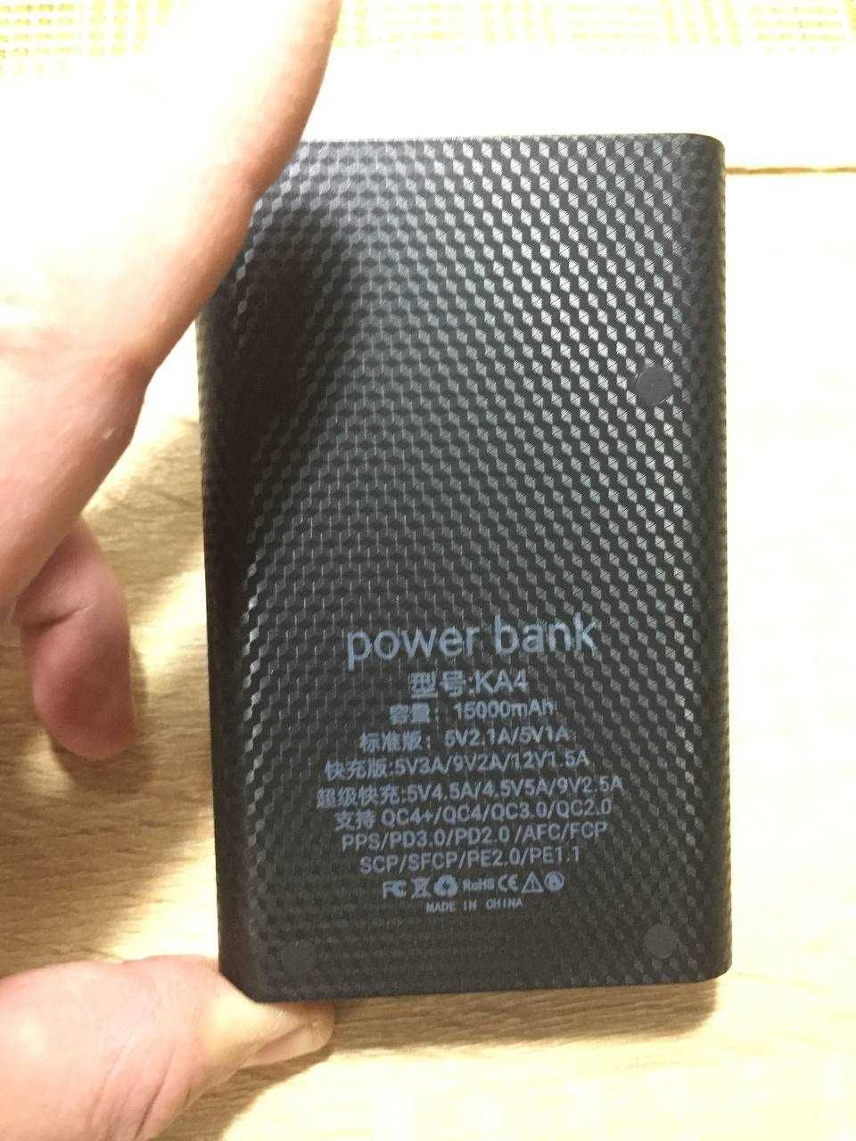 Повербанк 15000 mah, usb type-c, microusb,2*usb, фонарик