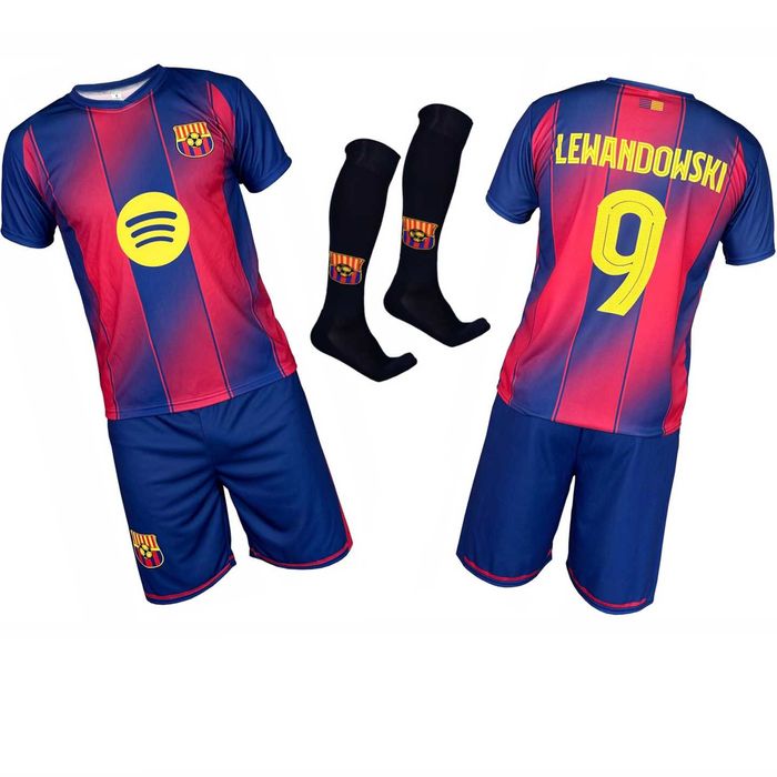 Strój piłkarski – BARCELONA – LEWANDOWSKI –wersja domowa rozmiar 122cm