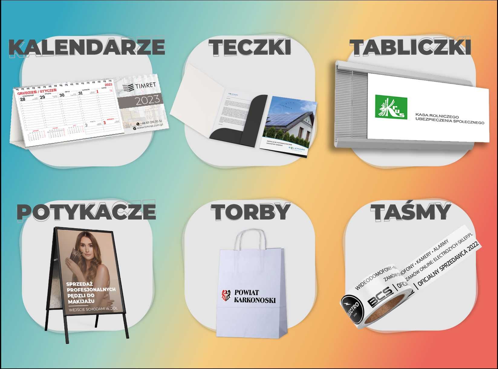 WIZYTÓWKI ulotki BANERY teczki NOTESY katalog NAKLEJKI szyld tabliczki