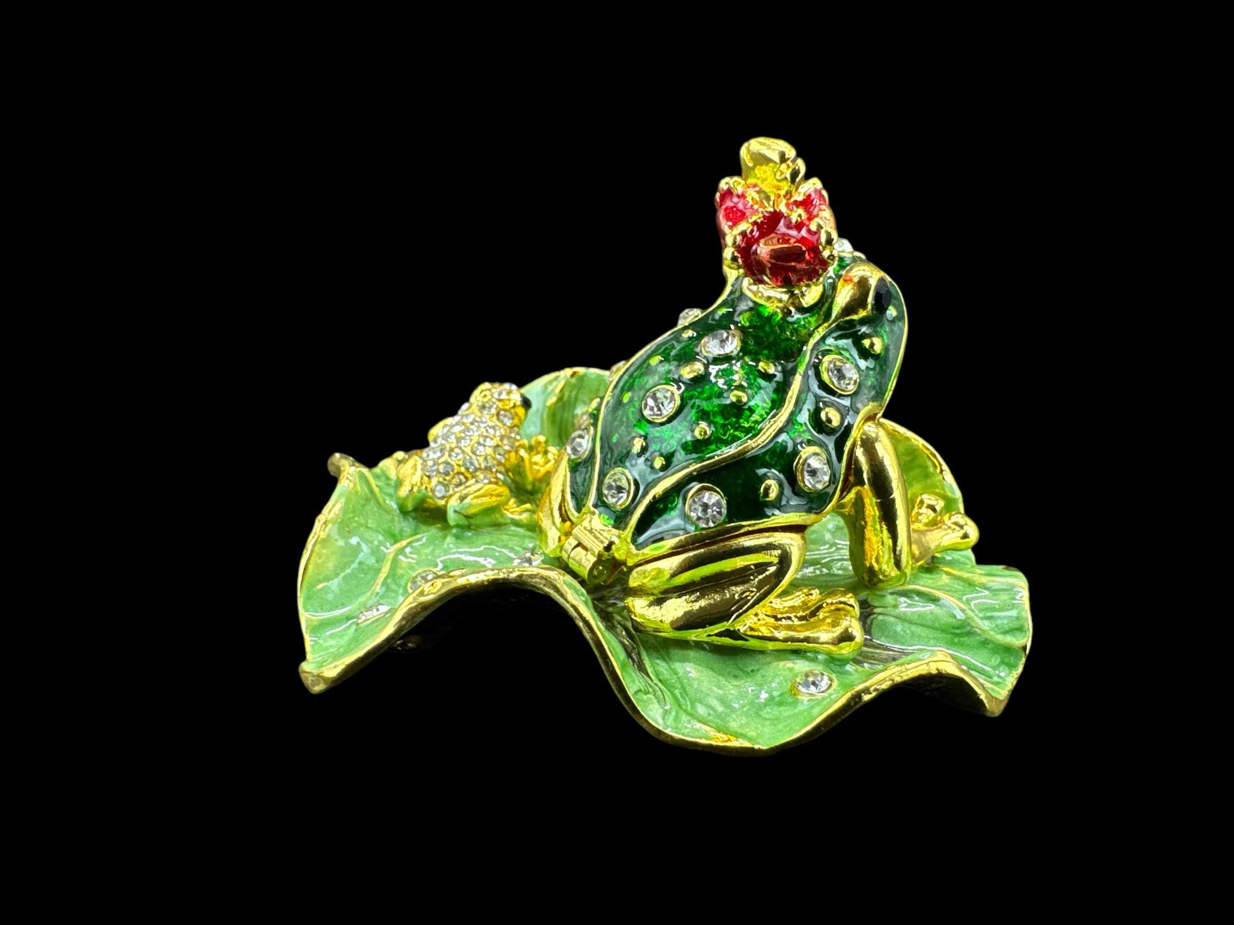 Żaba Na Liściu Szkatułka Styl Faberge P23090c