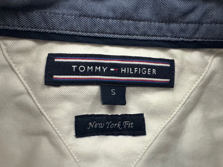 Tommy Hilfiger biała męska koszula r. S logowana 100% bawełna jak nowa