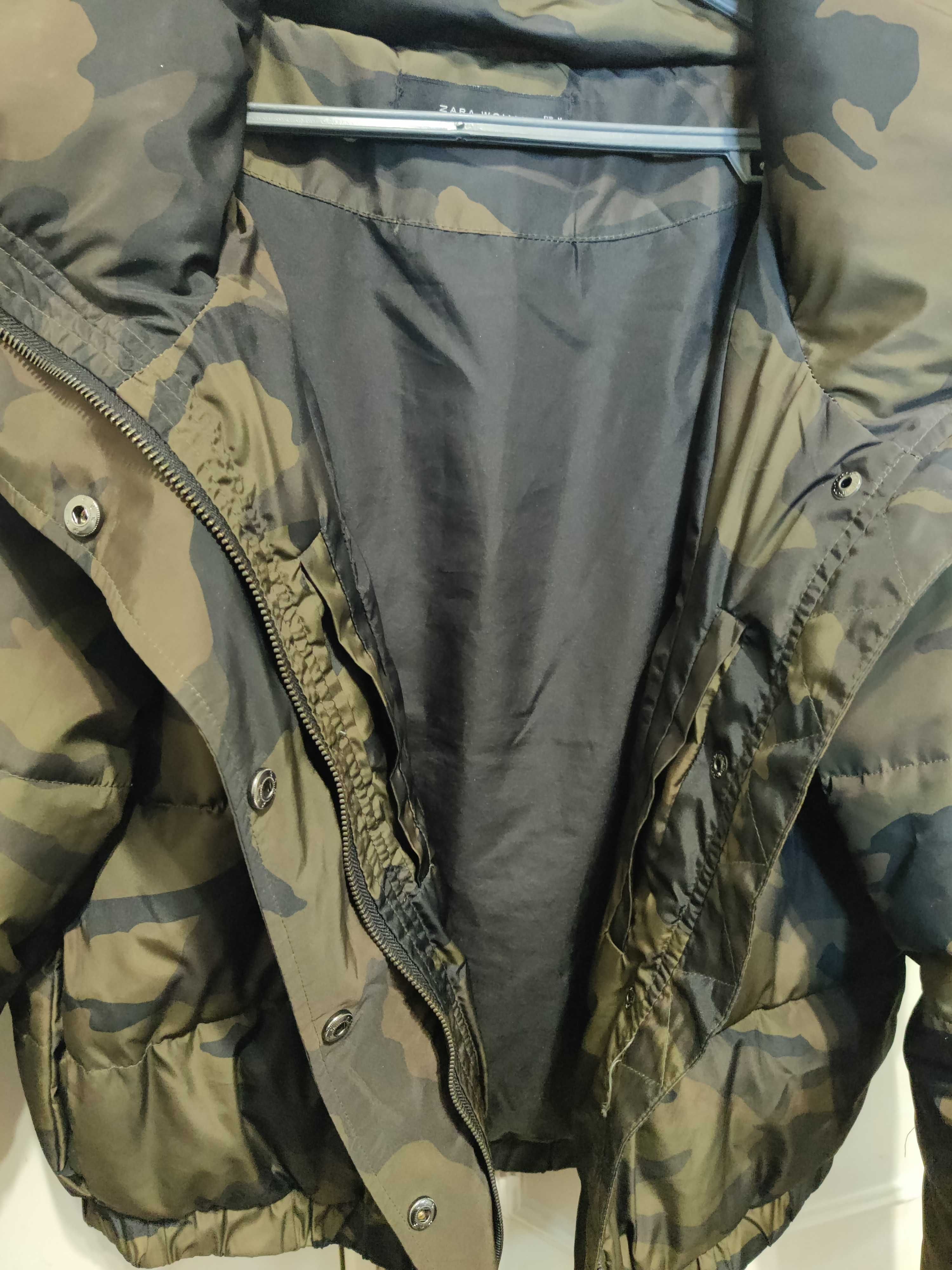 Casaco Zara camuflado mulher acolchoado anoraque M