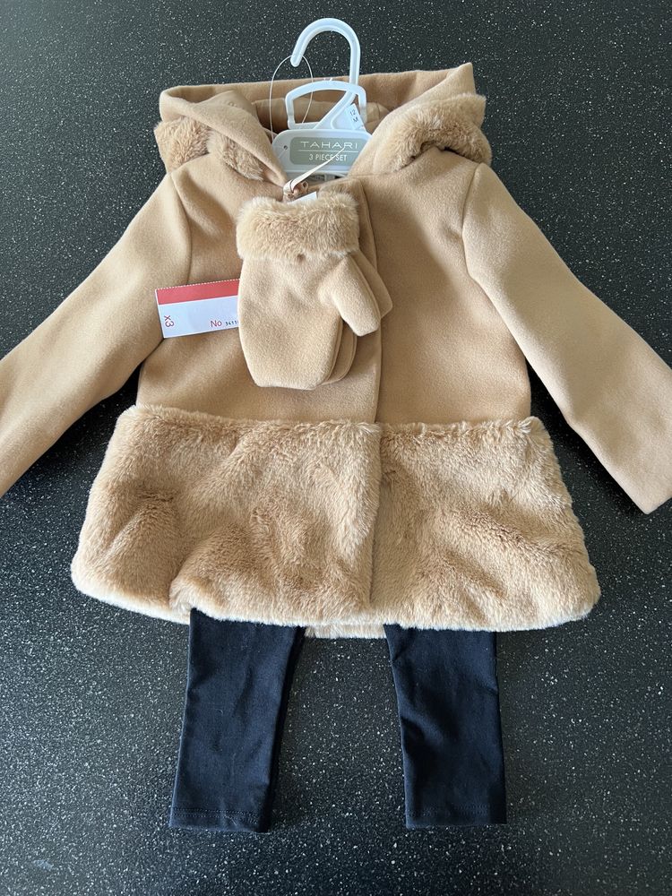 Комплект пальто, легінси, рукавички 12 м