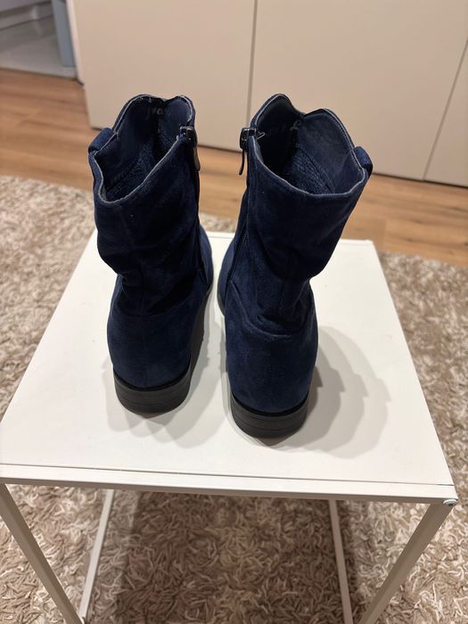 Kozaki-botki zamszowe granat 39