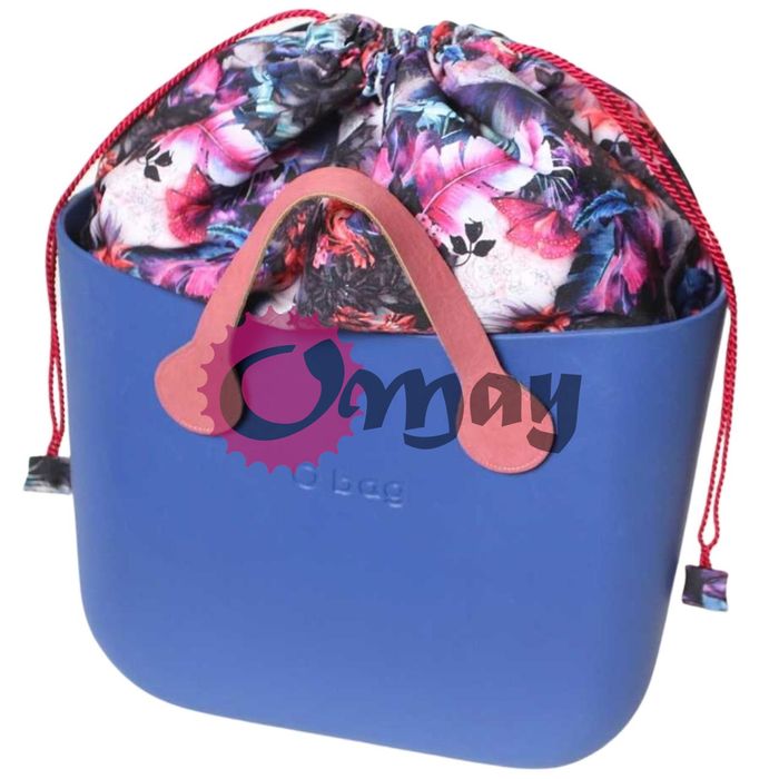 organizer OBAG STANDARD worek czarny kwiaty pióra 2 kieszenie OMAY