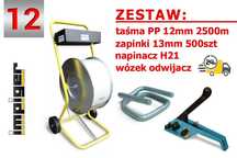 ZESTAW do pakowania taśma PP 12mm napinacz H21 wózek spinki BANDOWNICA