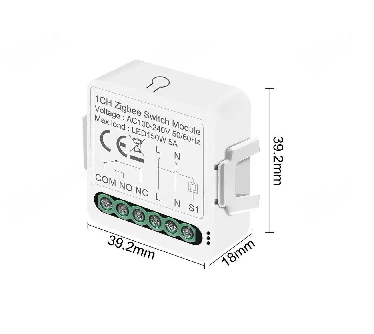 Реле ZigBee Dry Contact GIRIER Tuya Smart Switch 1Ch Сухий контакт