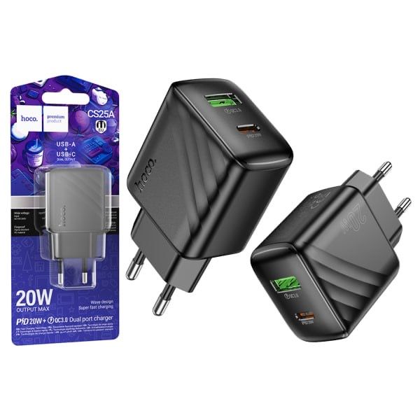 Быстрая Зарядка Hoco 20W 2-Порта Hoco CS25A USB + Type-C