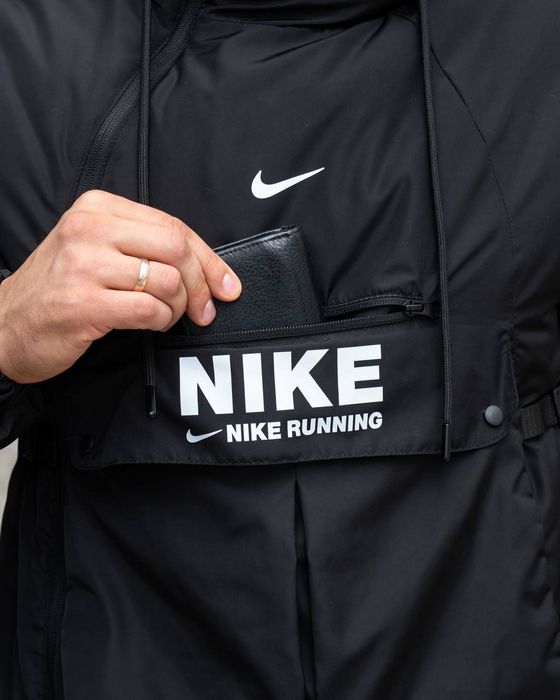 Чоловіча куртка Nike демісезонна з капюшоном Найк єврозима чорна S-XXL