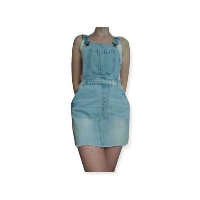 Sukienka ogrodniczki jeansowa z przetarciami