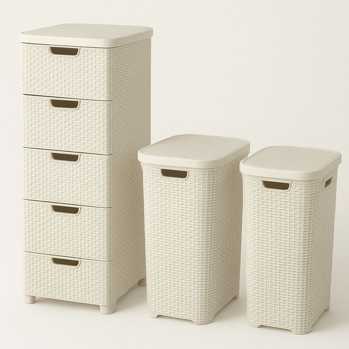 Curver Style zestaw łazienkowy Regał i 2  kosze na bielizne