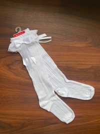 Дитячі гетри високі шкарпетки 27-30 гольфи з бантиками для танців білі