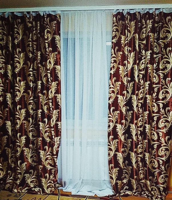 Комплект штор " Рим " Коричнево- Бежевый . Портьеры , Блек-аут.