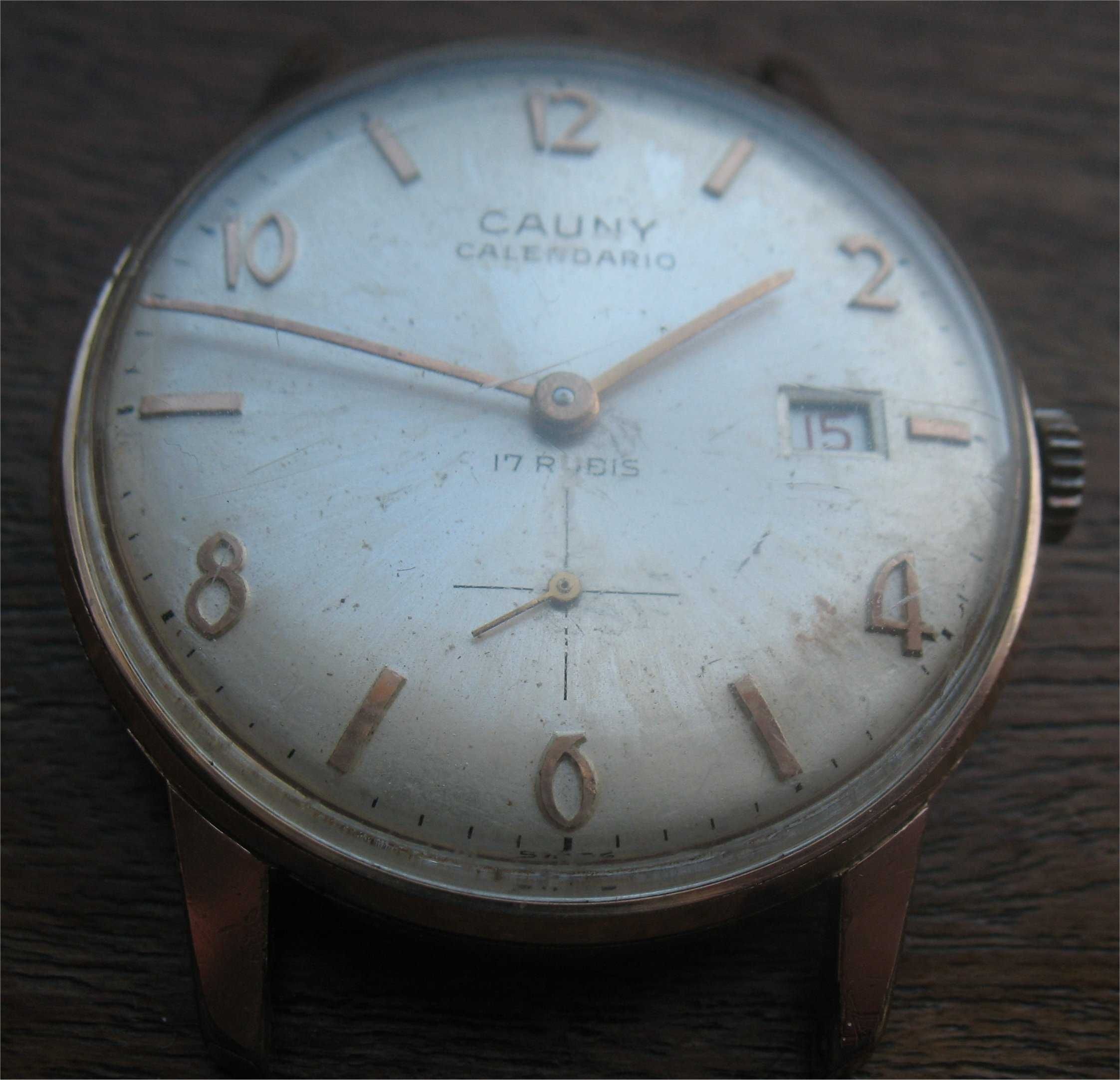 Relógio de corda Vintage - Cauny - Calendario, 17 Rubis - Swiss
