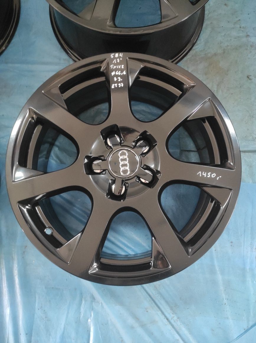 584 Felgi aluminiowe ORYGINAŁ AUDI R 17 5x112 otwór 66,6 CZARNE