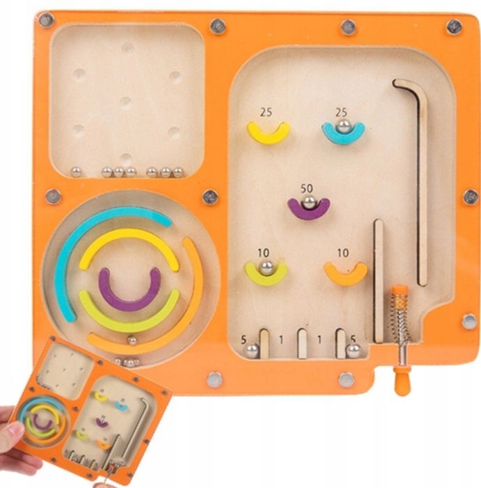 Zabawka 3w1 Montessori Pinball labirynt drewniana