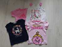 4 koszulki dla dziewczynki 4-5 lat / Adidas księżniczka lato / 98-110