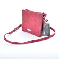 Torebka CROSSBODY, listonoszka z naturalnego korka - bordowa