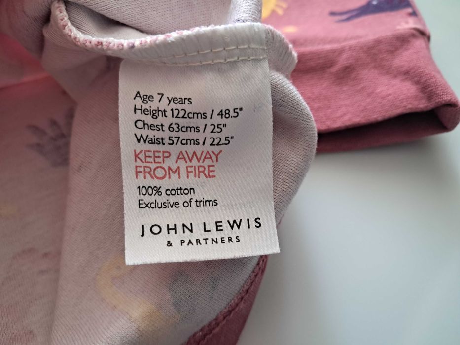 Super piżamka John Lewis, 100% bawełna, dinozaury, r. 122/ 7lat