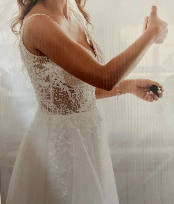 Suknia ślubna beż + złoto