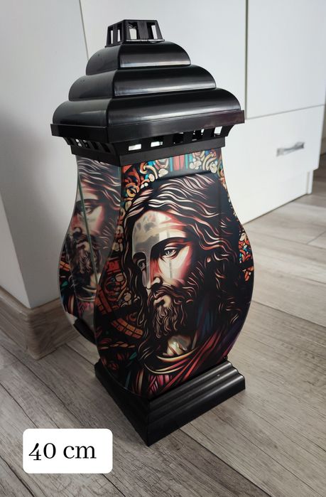Nowy znicz duży 40 cm witraż kapliczka z Chrystusem