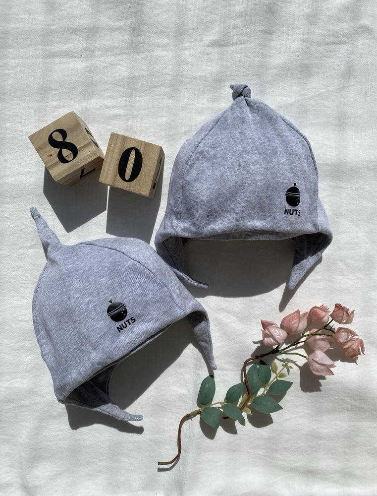 ILTOM - czapki R 48 cm, bawełniane, dwuwarstwowe, chłopięce szare