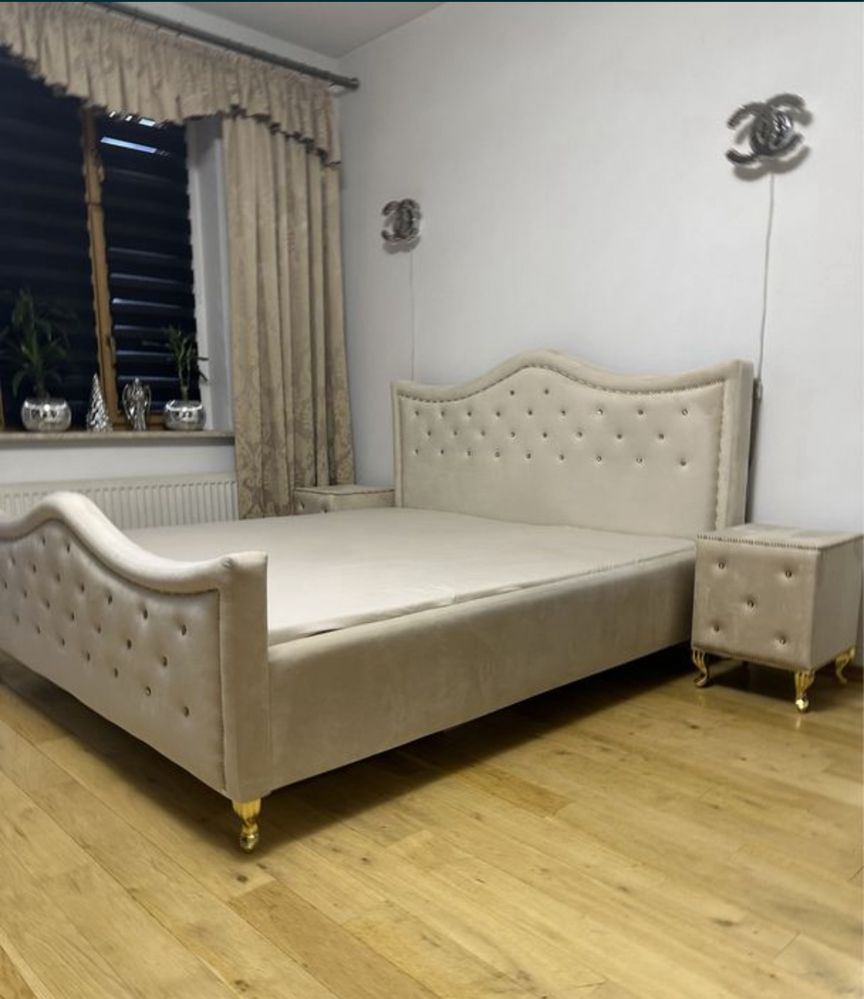 Łóżko w stylu Glamour 180×200 z pojemnikiem na pościel