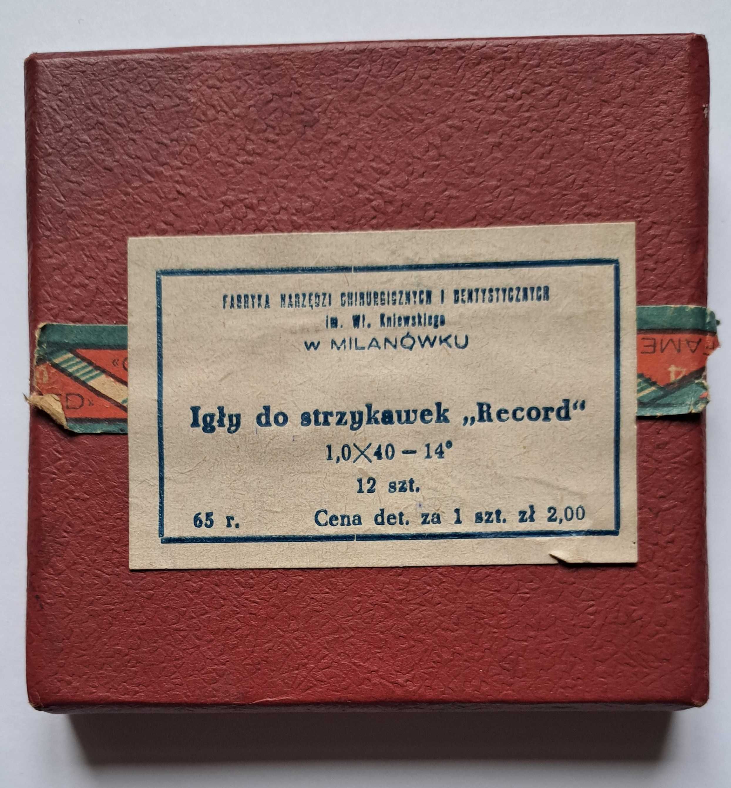 Kolekcjonerska strzykawka Record + igły – PRL -1965 r