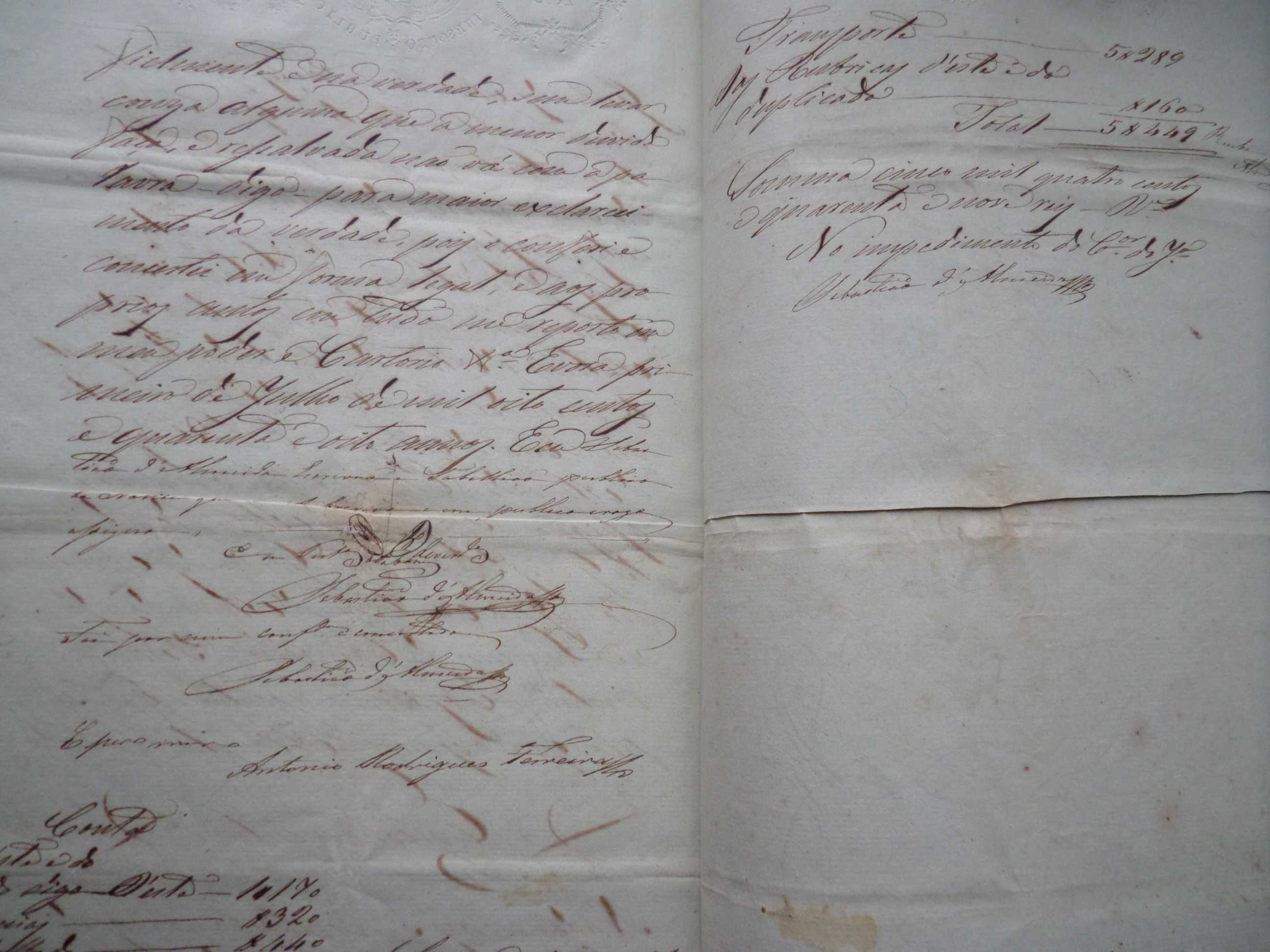 Documento : Manuscrito com 22  Páginas. Selos 'Brancos'.  Ano  1848