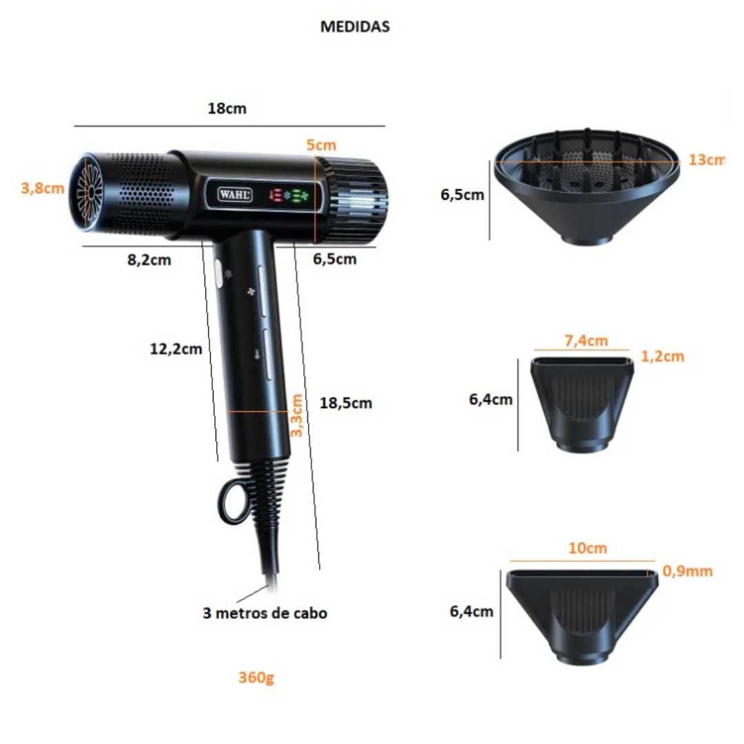 Secador de Cabelo WAHL PROFISSIONAL 1600 WATT 101.000 RPM (NOVO)