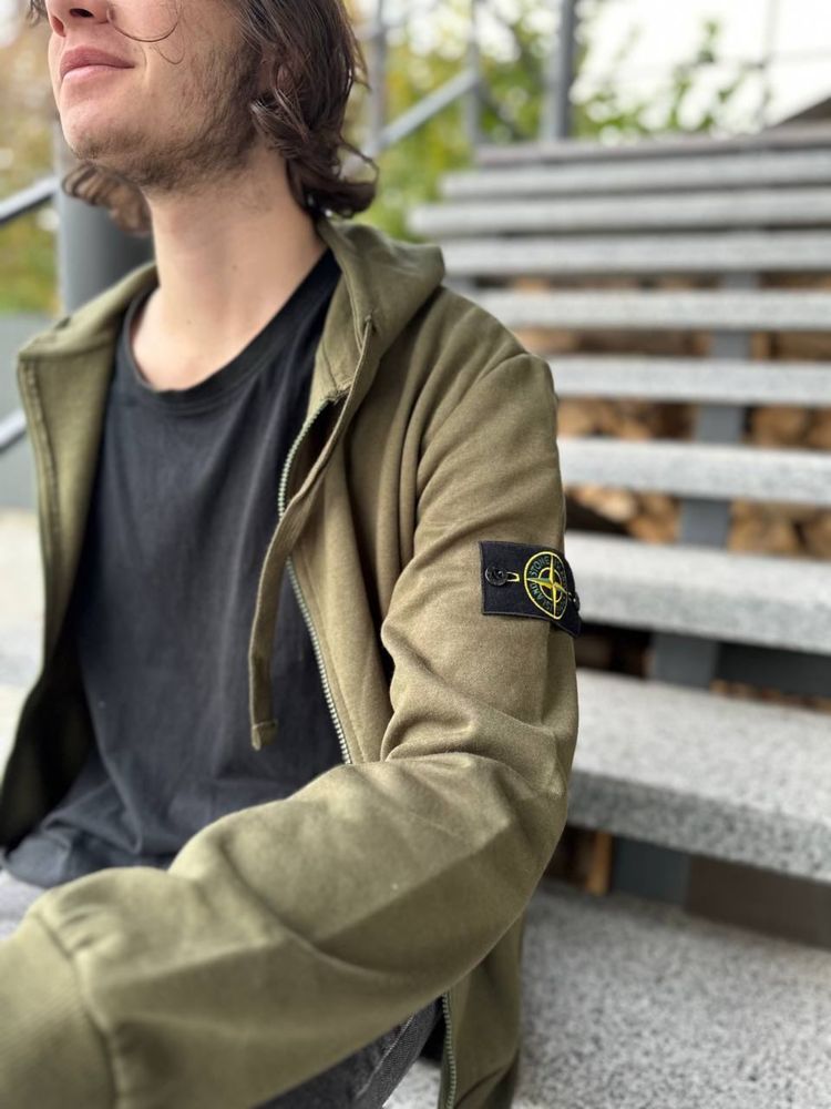 БЕЗ ПРЕДОПЛАТИ | Олімпійка Зіп Худі STONE Island Хакі
